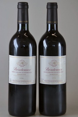 2 Flaschen 1996 Baron Philippe de Rothschild, Bordeaux, Pauillac, ca. 750ml, 12% Vol., High Fill