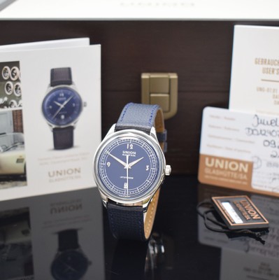 UNION GLASHÜTTE Noramis ADAC Deutschland Klassik 2021 limitierte Armbanduhr in Stahl, Deutschland 2021, Automatik, beids. Saphir- vergl. Geh., orig. ...