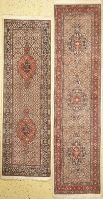 1 paar Mud fein, Persien, ca. 40 Jahre, Korkwolle mit Seide, ca. 300 x 77 cm, ca. 250 x 80 cm, EHZ: 1-2