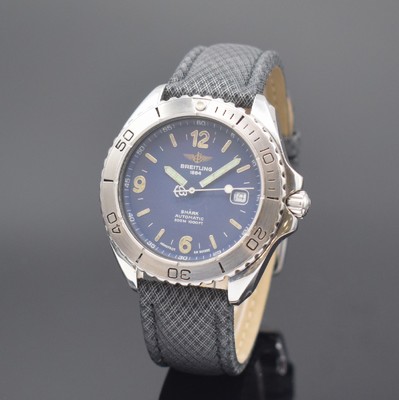 BREITLING Shark Herrenarmbanduhr in Edelstahl Referenz A17605, Schweiz um 1995, verschr. Gehäuse, eins. drehb. Lünette m. 60er-Teilung, ...
