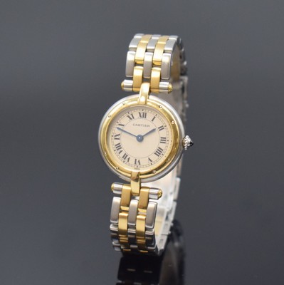CARTIER Panthère Ronde Damenarmbanduhr in Stahl/Gold Referenz 1057920, Schweiz um 1990, quartz, 8-fach verschr. Geh., Gliederband m. dopp. ...