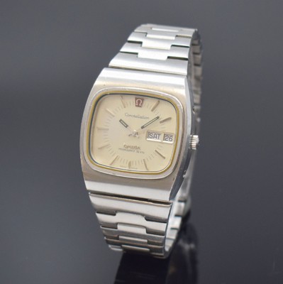 OMEGA Constellation Megaquartz 32 KHz Herrenarmbanduhr in Stahl, Schweiz um 1973, quarz, Boden 4-fach verschr., Korrekturdr. seitl. im Geh. eingel., ...