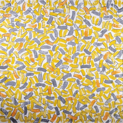Karin Maas, geb. 1952, Messen und Ausstellungen im In-und Ausland, Titel: "Formen im Blick", Acryl/Lwd, sign., ca. 80x80 cm