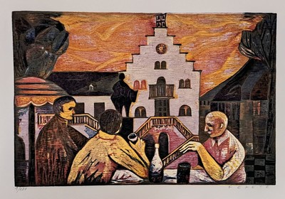 3 Farbholzschnitte zu Landau und Ungstein, vonEsteban Fekete, Archibald Bajorat und Alfred Pohl, 1980er-Jahre, E.A. bzw. Ed. 100, je signiert und ...