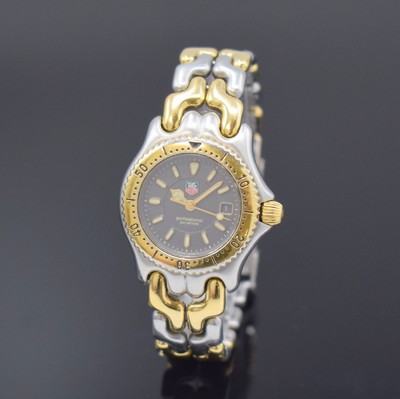 TAG HEUER Professional Damensportuhr Referenz WG 1320-0, Schweiz um 1990, quartz, Geh. u. Band Stahl z. T. verg., Boden u. Krone verschr., eins. ...