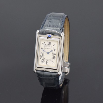 CARTIER Basculante Armbanduhr Referenz 2390,Handaufzug, Schweiz um 2000, aufwendiges Edelstahl Wendegehäuse inkl. orig. Lederband m. orig. ...