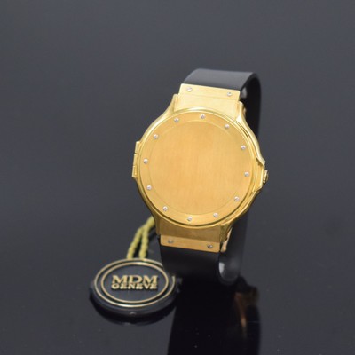 HUBLOT MDM Armbanduhr in GG 750/000, Schweiz um 1988, orig. Kautschukband m. dopp. Faltschl. in GG 750/000, Boden 6-fach verschr., über Zifferbl. ...