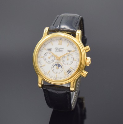 ZENITH El Primero Schaltradchronograph mit Vollkalenderanzeige inklusive Mondphase Referenz 20-0230.410, Schweiz um 1993, Automatik, verg. Geh. inkl. ...