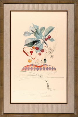 Salvador Dali, 1904-1989, "Cerises Pierrot",1969/70, aus Floradali (Les Fruits), Ed. E.A. aus geringer Auflage, Kaltnadelradierung über ...
