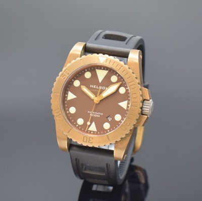 HELSON Shark Diver Herrenarmbanduhr in Bronze, Schweiz verk. lt. beil. Garantiekarte 05/2013, Automatik, Titanboden u. Krone verschr., Kautschukband ...