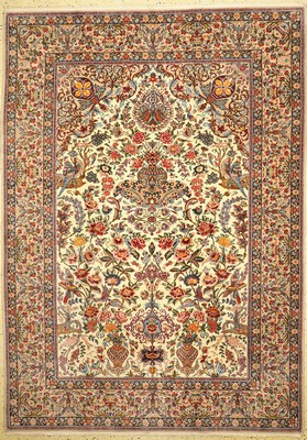 Esfahan fein, Persien, um 1960, Korkwolle mit und auf Seide, ca. 297 x 212 cm, gereinigt, EHZ: 1-2
