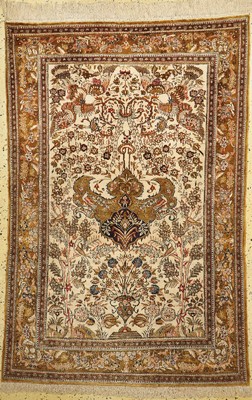 Ghom Seide alt, Persien, um 1950, reine Naturseide, ca. 167 x 112 cm, gereinigt, EHZ: 1-2