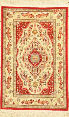 Hereke Seide, signiert, Türkei, ca. 50 Jahre, reine Naturseide, ca. 73 x 50 cm, gereinigt, EHZ: 1