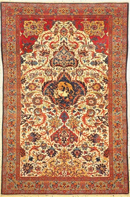 Antiker Esfahan fein, Persien, um 1900, Korkwolle auf Baumwolle, ca. 212 x 142 cm, gereinigt, EHZ: 2