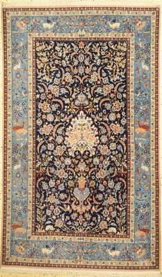 Esfahan fein, Persien, ca. 50 Jahre, Korkwolle mit und auf Seide, ca. 233 x 142 cm,EHZ: 1-2