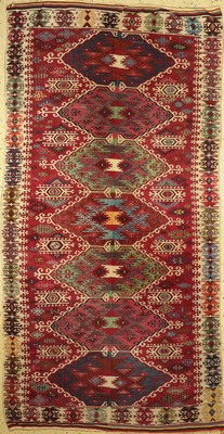 Reyhanli Kelim antik(2 Bahnig), Türkei, ca.im 1900 Jahre, Wolle auf Wolle, ca. 360 x 182 cm, EHZ: 2