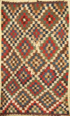 Antiker Weramin Kelim, Persien, 19.Jhd, Wolle auf Wolle, ca. 255 x 155 cm, EHZ: 4