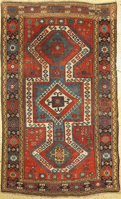 Antiker Sewan Kazak, Kaukasus, 19.Jhd Wolle auf Wolle, ca. 255 x 160 cm, EHZ: 4
