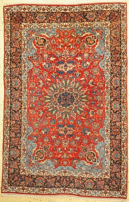 Esfahan fein antik, Persien, um 1900, Korkwolle auf Baumwolle, ca. 220 x 144 cm, gereinigt, EHZ: 2