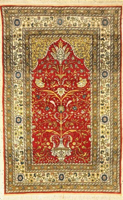 Hereke Seide fein, Persien, um 1940/1950, reine Naturseide, ca. 154 x 98 cm, EHZ: 1-2