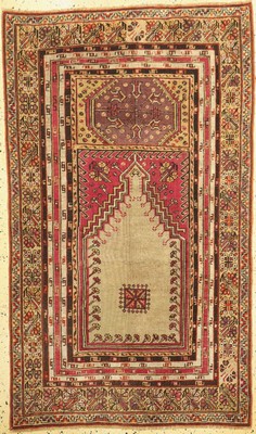 Tuzla-Gebetsteppich antik, Türkei, 19.Jhd, Wolle auf Wolle, ca. 185 x 111 cm, EHZ: 3