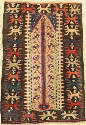 Schirwan Kelim antik, Kaukasus, 19.Jhd, Wolle auf Wolle, ca. 140 x 100 cm, EHZ: 2
