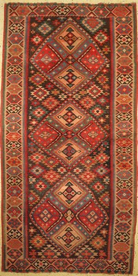 Schirwan Kelim antik, Kaukasus, um 1900, Wolle auf Wolle, ca. 370 x 187 cm, EHZ: 3