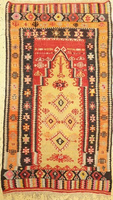 Anatol Kelim, Türkei, ca. 60 Jahre, Wolle auf Wolle, ca. 220 x 130 cm, EHZ: 2