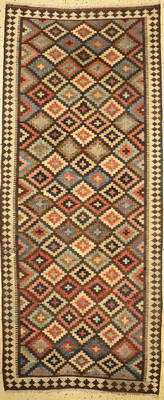 Bidjar Kelim antik, Persien, um 1900, Wolleauf Baumwolle, ca. 330 x 140 cm, EHZ: 3