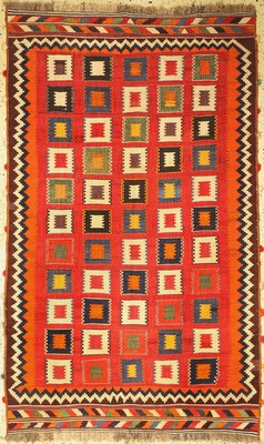 Ghaschgai Kelim, Persien, um 1950, Wolle auf Wolle, ca. 255 x 151 cm, EHZ: 2(kleines Loch).
