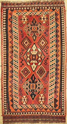 Bachtiar Kelim, Persien, um 1940/1950, Wolle auf Wolle, ca. 290 x 160 cm, leicht verfärbt, EHZ: 2