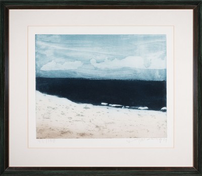 Klaus Fussmann, geb. 1938, Farbradierung, "Nordsee bei Sylt", 1989, Ed. 41/100, signiertund nummeriert, verso auf Etikett bez., Platte39x49 ...
