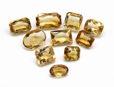 Lot 10 lose facett. Citrine ca. 39.10 ct, in versch. Formen und Farbnuancen