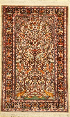 Kaschmir Seide, Indien, ca. 50 Jahre, Seideauf Baumwolle, ca. 147 x 95 cm, EHZ: 1-2