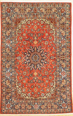 Esfahan fein alt, Persien, um 1930/1940, Korkwolle mit Seide, ca. 225 x 145 cm, gereinigt, EHZ: 1-2