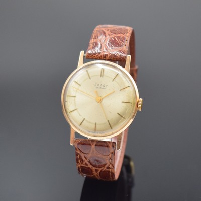 POLJOT Herrenarmbanduhr in RG 583/000, UDSSR um 1960, Handaufzug, 3-tlg. Geh., Boden u. Glasrand aufgedr., silb. Zifferbl. fl./pat., gold. Zeiger u. ...