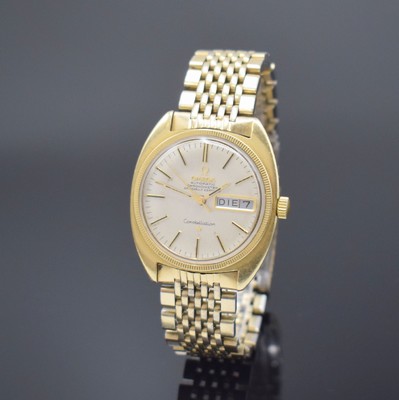 OMEGA Herrenarmbanduhr Constellation Chronometer Referenz CD 168.029, Automatik, Schweiz um 1969, Edelstahlgeh. m. Goldhaube inkl. verg. orig. ...