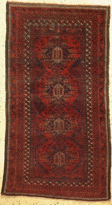 Antiker Belutsch, Persien, 19.Jhd, Wolle auf Wolle, ca. 188 x 104 cm, EHZ: 3(oxidiert)