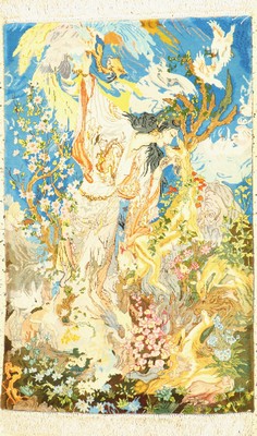 Täbriz fein(50 Raj), Persien, ca. 40 Jahre,Korkwolle mit und auf Seide, ca. 106 x 67 cm, EHZ: 1-2