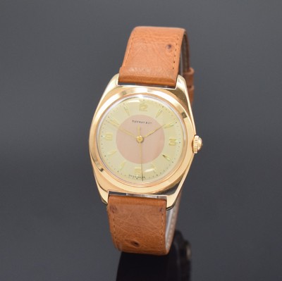 DOXA Herrenarmbanduhr in RoseG 750/000, Schweiz um 1955, Hammerautomatik, 2-teil. Geh., Boden m. nachtr. Gravur geschr., rest. Zifferbl. m. nachtr. ...