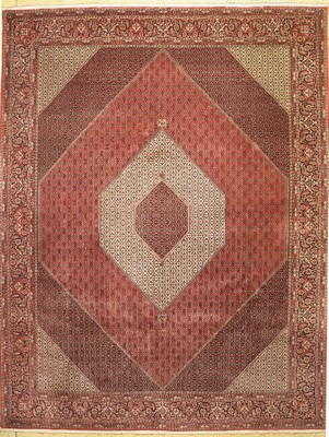 Bidjar Kork fein, Persien, ca. 30 Jahre, Korkwolle mit Seide, ca. 395 x 305 cm, EHZ: 1-2, (kleine Flecken)
