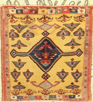 Antiker Bachtiar Tasche, Persien, um 1900, Wolle auf Wolle, ca. 63 x 59 cm, Reinigungsbedürftig, EHZ: 2