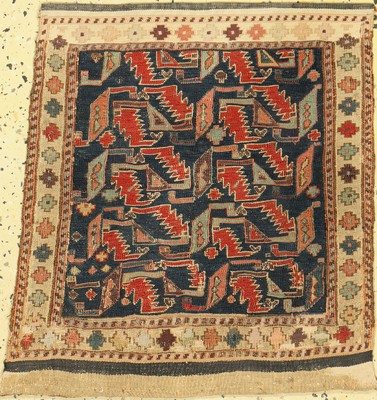 Shahsawan Taschenfront antik, Persien, 19.Jhd, Wolle auf Wolle, ca. 48 x 47 cm, EHZ: 3