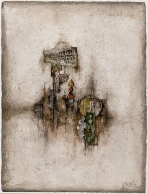 Johnny Friedländer, 1912-1992, Aquarell, Titel: Esnon (1980), Provenience Irene Lehr Kunstauktionen, unter Glas, gesamt ca. 98x80 cm