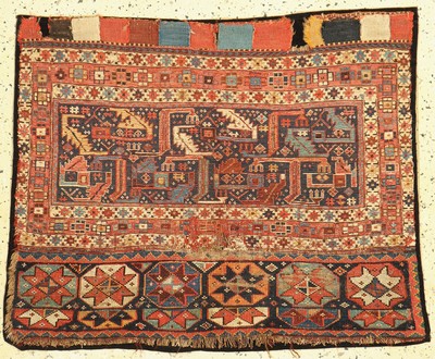 Shahsawan Taschenfront antik, Persien, 19.Jhd, Wolle auf Wolle, ca. 85 x 105 cm, EHZ:4
