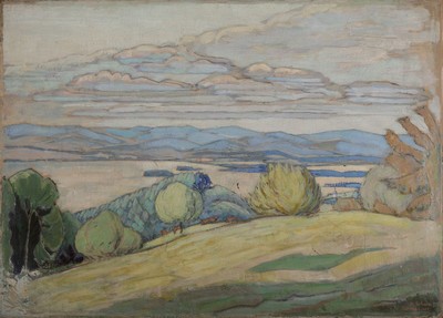 Karl Schwarz, 1886-?, sommerliche Landschaft, bez. "Zürich-See", rechts unten signiert, Öl/Lwd, l. Farbschaden, Rahmen 68x92cm