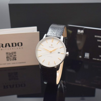 RADO Coupole Herrenarmbanduhr in Stahl, Schweiz verk. lt. beil. Pap. 12/2022, Automatik, Ref. 763.3860.4.102, beids. vergl. Geh., Boden aufgedr., ...