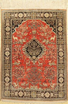 Ghom Seide alt, Persien, um 1950, reine Naturseide, ca. 160 x 116 cm, EHZ: 2