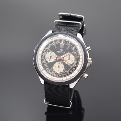 BREITLING Navitimer Herrenarmbanduhr mit Chronograph Referenz 816, Schweiz um 1967, Handaufzug, Stahlgehäuse mit geschr. Boden, schwarzes Zifferbl., ...