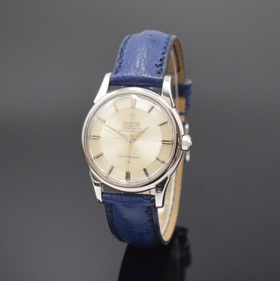 OMEGA Constellation Chronometer Armbanduhr in Stahl Referenz 14381 7 SC, Schweiz um 1961, Automatik, 3-teil. Gehäuse, Boden m. Gold- Plakette ...